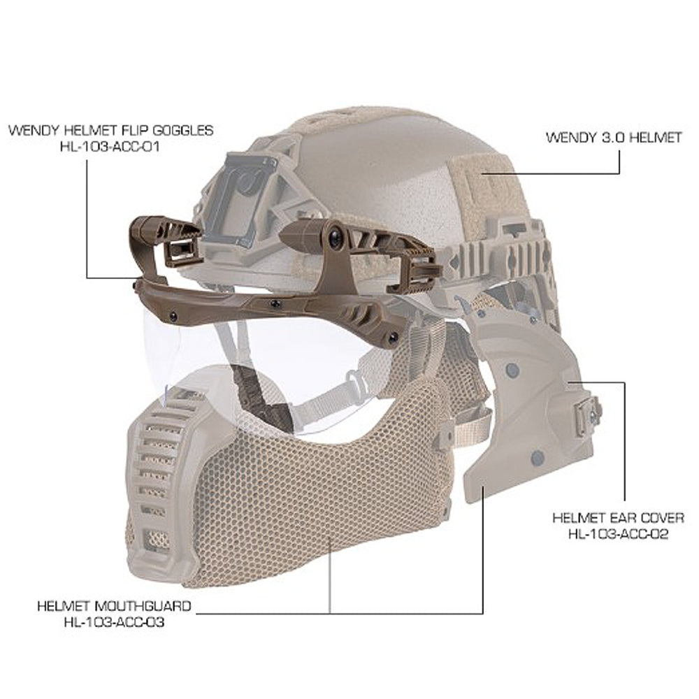 SINAIRSOFT Tactical Wendy Helmet 3.0 Goggles Flippable