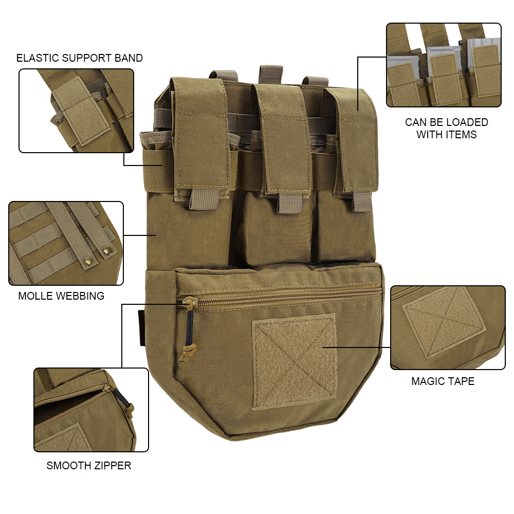 SINAIRSOFT Tactical Assault Back Panel Bag MOLLE Ammo Plate Carrier Pouch For Hunting Vest