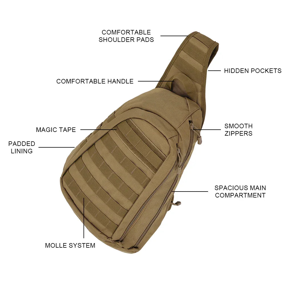 SINAIRSOFT Tactical Backpack 14 Inches Laptop Chest Bag Shoulder Bags