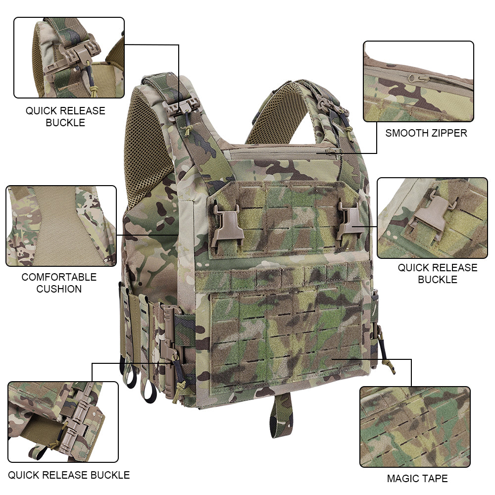 SINAIRSOFT Tactical Hunting K19 3.0 MOLLE Vest Quick Release Airsoft Combat Plate Carrier