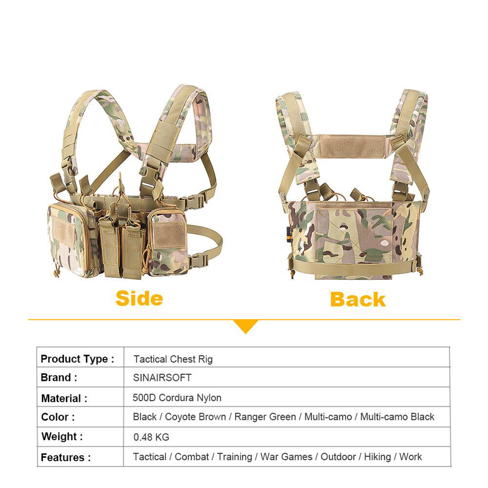 SINAIRSOFT Airsoft Tactical Chest Rig Vest Equipment Magazine Pouch