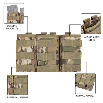 SINAIRSOFT Tactical Molle Triple Magazine Pouch 5.56 7.62 Rifle Mag Holder Airsoft