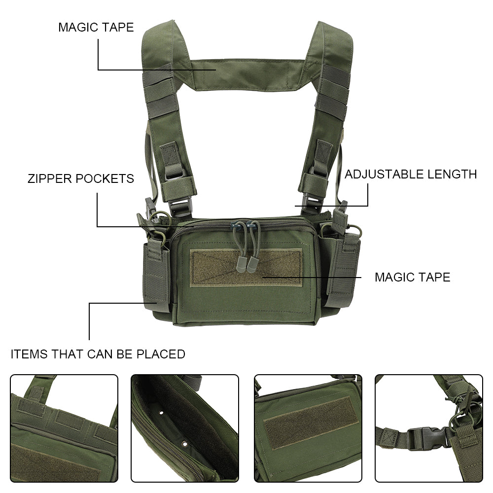 SINAIRSOFT Tactical Chest Rig Vest CRM Harness M4 5.56 Magazine Insert Flatback
