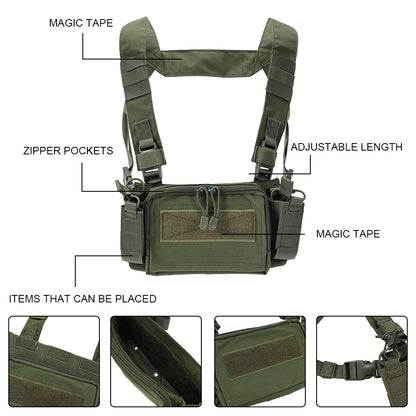 SINAIRSOFT Tactical Chest Rig Vest CRM Harness M4 5.56 Magazine Insert Flatback