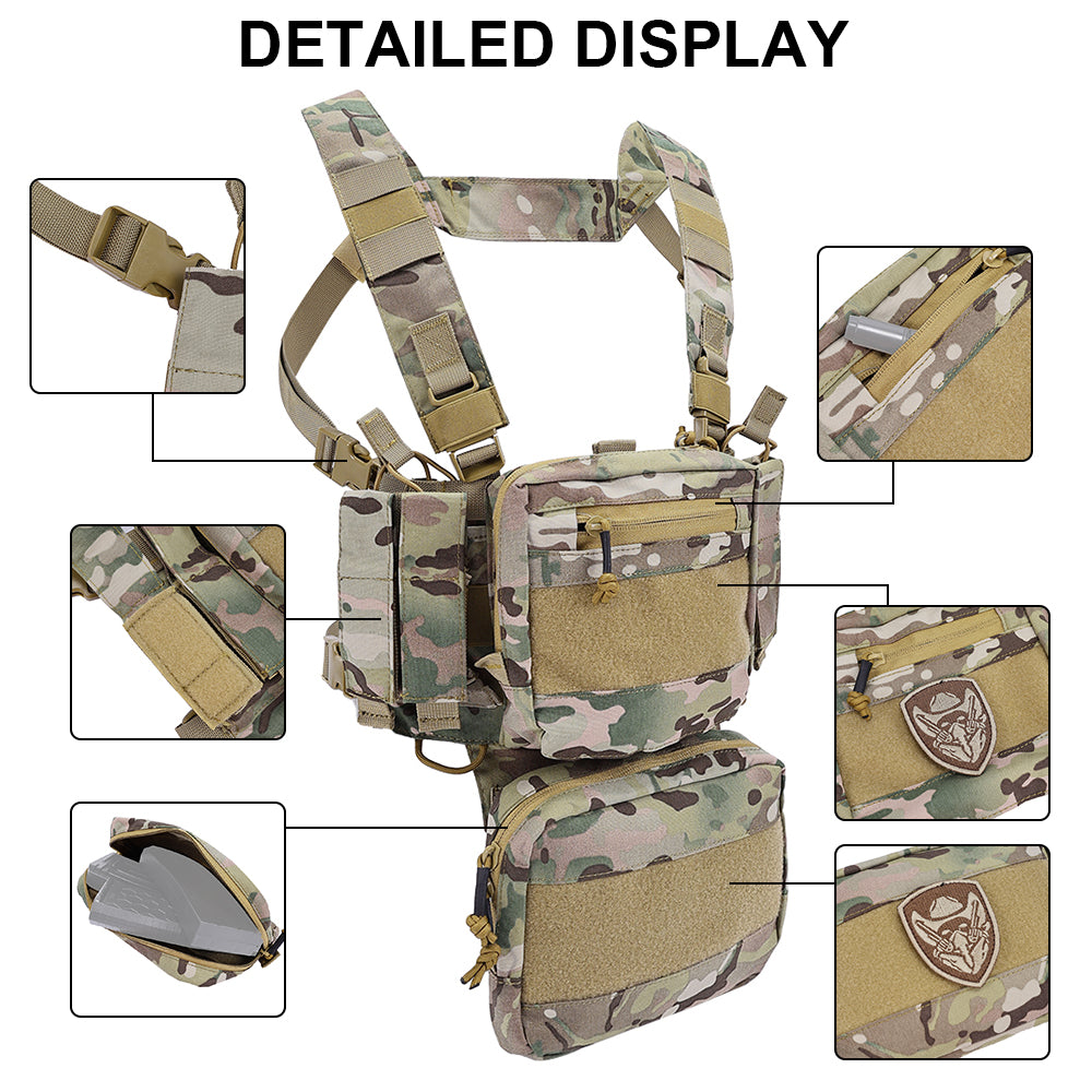 SINAIRSOFT Tactical Chest Rig Combat Vest MOLLE Carrier w/ Rifle Pistol Magazine Pouch