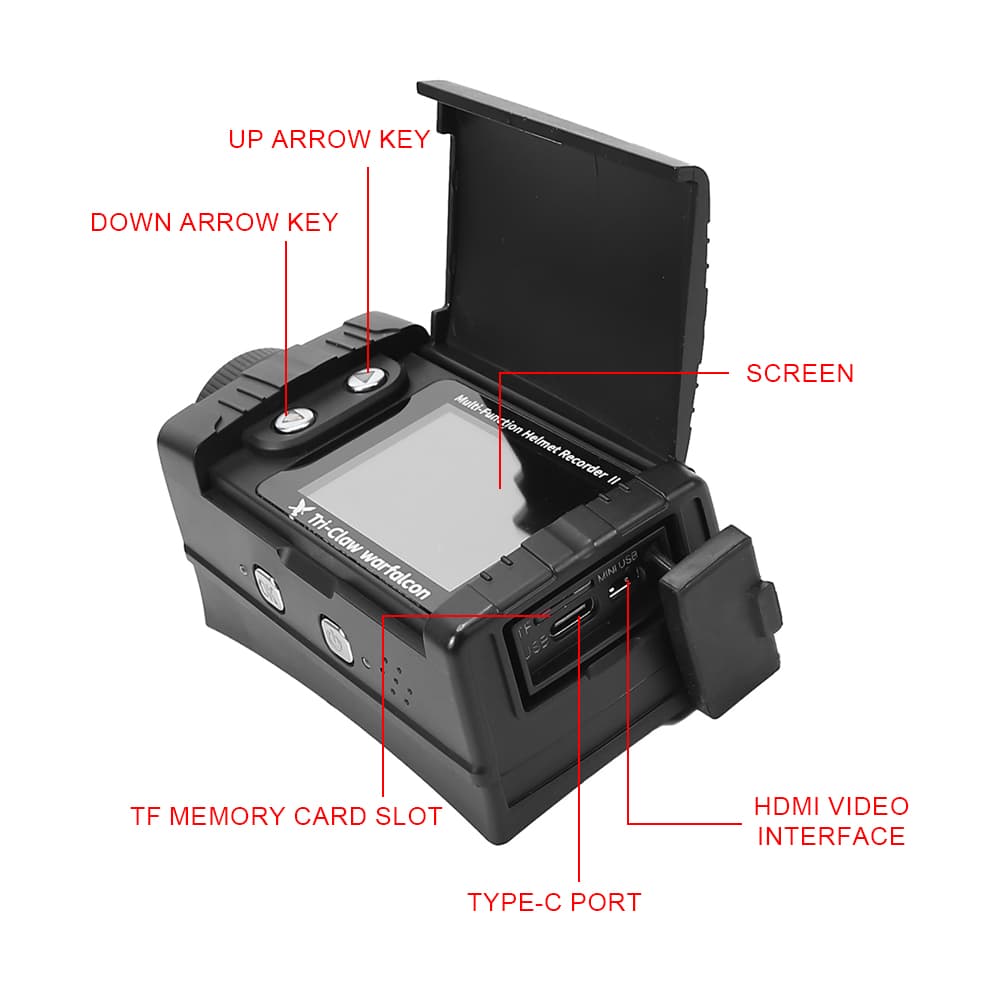SINAIRSOFT Tactical Helmet Recorder II - 4K 30FPS Action Camera with Night Vision & MOLLE Mount for Airsoft, Hunting, Law Enforcement
