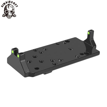 Tactical RMR Red Dot Sight Plate Base Mount W/ Red Green Fiber Optic for Glock
