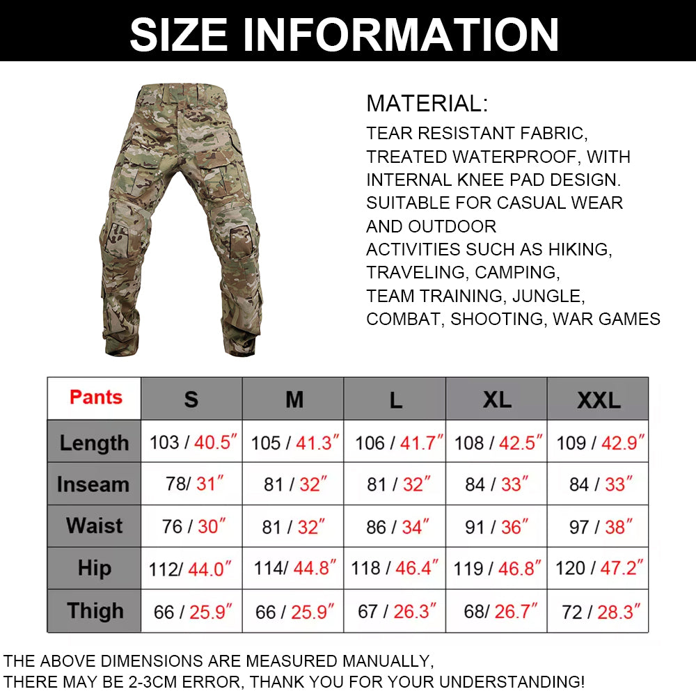 SINAIRSOFT Men's Tactical G3 Camouflage Pants Hunting Clothes