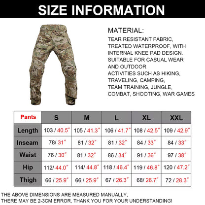 SINAIRSOFT Men's Tactical G3 Camouflage Pants Hunting Clothes