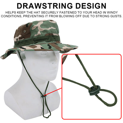 SINAIRSOFT Tactical Boonie Hat Camo Bucket Wide Brim Sun Fishing Bush Booney Cap