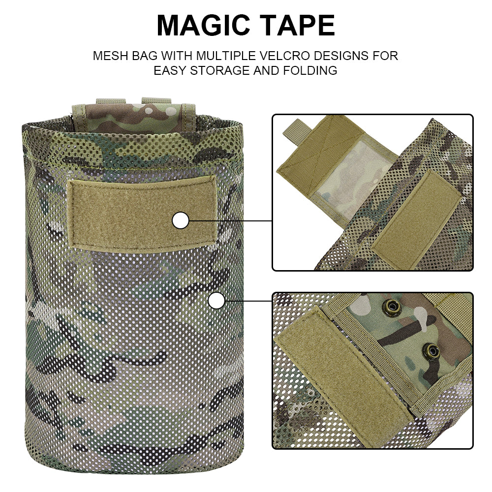 SINAIRSOFT Tactical Mesh Mag Drop Pouch Recycling MOLLE Foldable Magazine bag