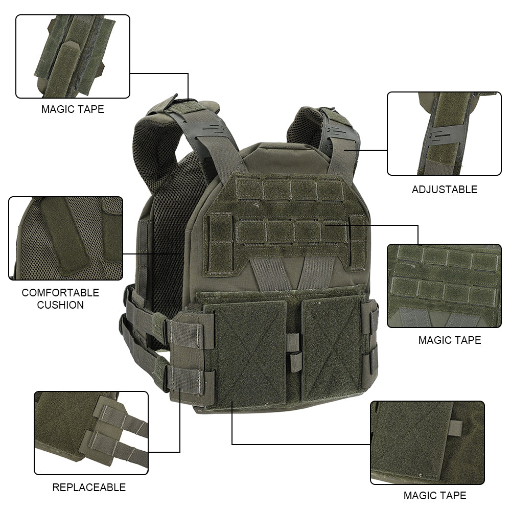 SINAIRSOFT KZ Plate Carrier Tactical Vest Quick Release Low Profile Molle Vest