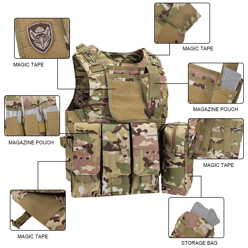 SINAIRSOFT Tactical Vest Molle Combat Assault Plate Carrier for Paintball