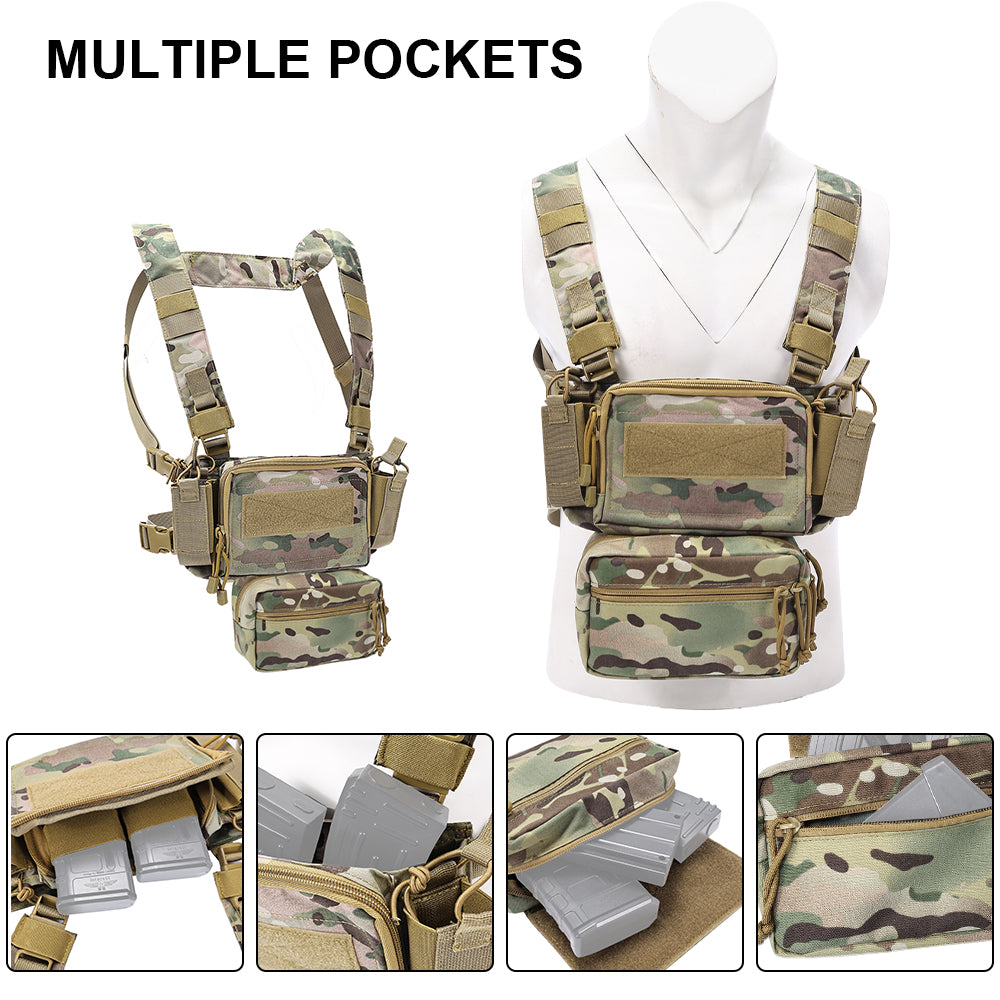 SINAIRSOFT Tactical Chest Rig Vest Modular Recon Harness Pack w/ Magazine Pouch Bag