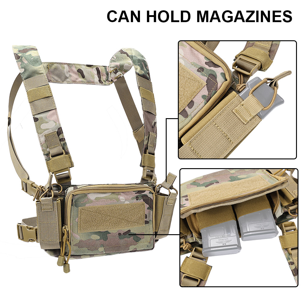 SINAIRSOFT Tactical Chest Rig Vest CRM Harness M4 5.56 Magazine Insert Flatback