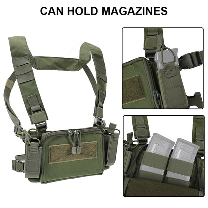 SINAIRSOFT Tactical Chest Rig Vest CRM Harness M4 5.56 Magazine Insert Flatback
