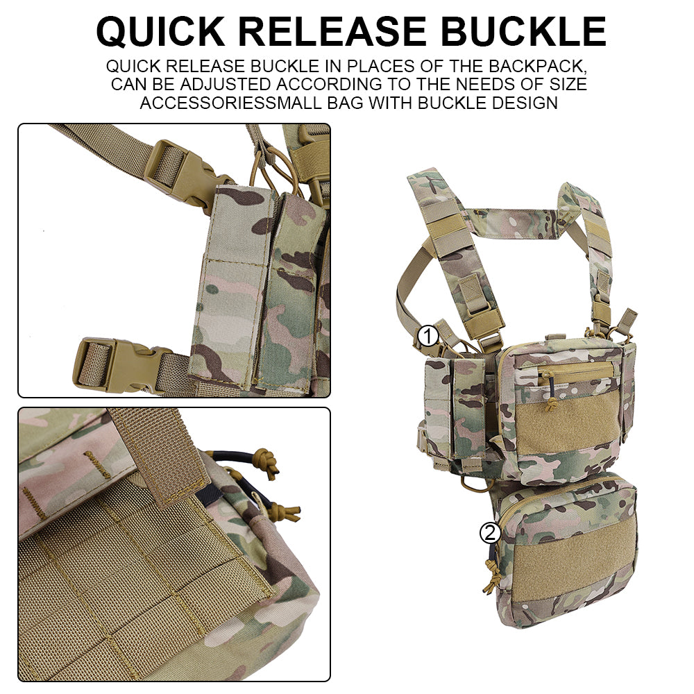 SINAIRSOFT Tactical Chest Rig Combat Vest MOLLE Carrier w/ Rifle Pistol Magazine Pouch