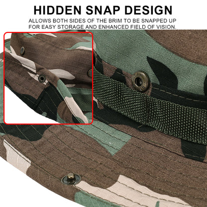 SINAIRSOFT Tactical Boonie Hat Camo Bucket Wide Brim Sun Fishing Bush Booney Cap