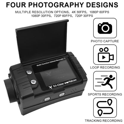 SINAIRSOFT Tactical Helmet Recorder II - 4K 30FPS Action Camera with Night Vision & MOLLE Mount for Airsoft, Hunting, Law Enforcement