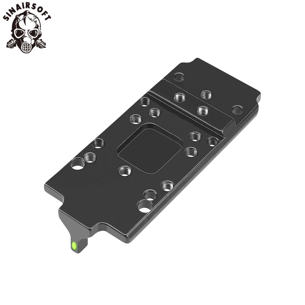 Tactical RMR Red Dot Sight Plate Base Mount W/ Red Green Fiber Optic for Glock