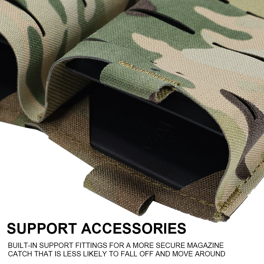 SINAIRSOFT Tactical Rifle Double 5.56 Magazine Pouch MOLLE Mag Cartridge Laser Cut Holder