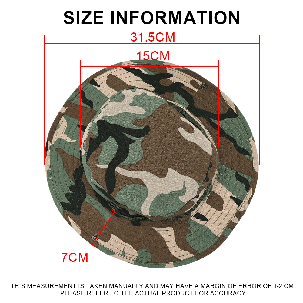 SINAIRSOFT Tactical Boonie Hat Camo Bucket Wide Brim Sun Fishing Bush Booney Cap