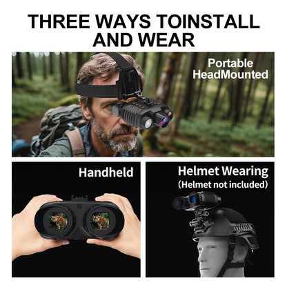 SINAIRSOFT Digital Infrared Night Vision Binoculars 4K 3D Head Mounted Goggles 8X Zoom 300M