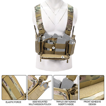 SINAIRSOFT Tactical Chest Rig Vest CRM Harness M4 5.56 Magazine Insert Flatback