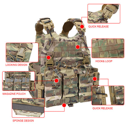 SINAIRSOFT Tactical Quick Release Vest Lightweight Utility Molle