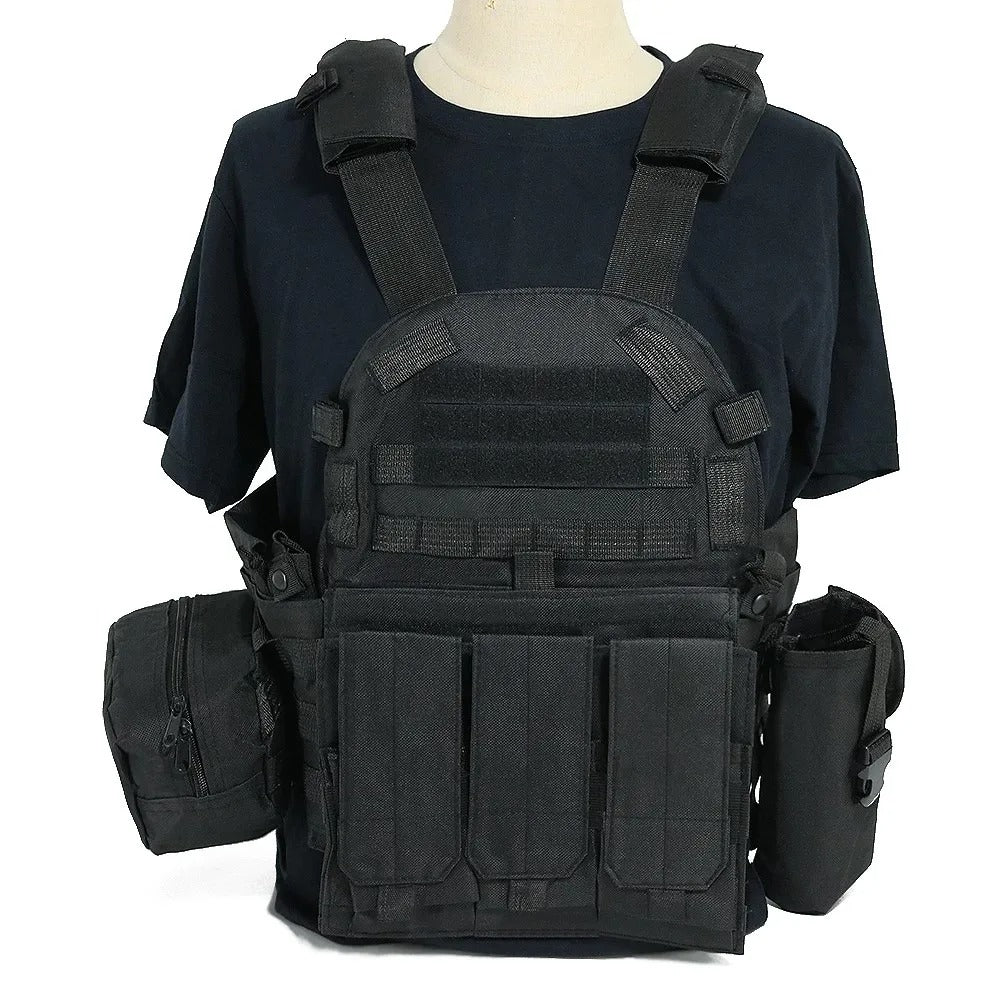 SINAIRSOFT Tactical Vest Plate Carrier Molle Airsoft Combat Assault Gear w/ Pouch