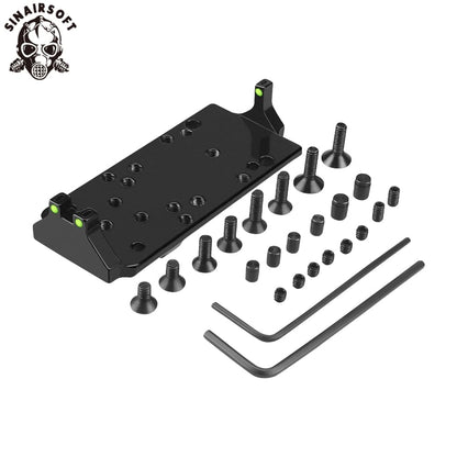 Tactical RMR Red Dot Sight Plate Base Mount W/ Red Green Fiber Optic for Glock