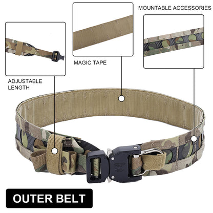 SINAIRSOFT Tactical Bison Belt MOLLE Quick Release D-Ring Buckle Belt Waistband Lightweight