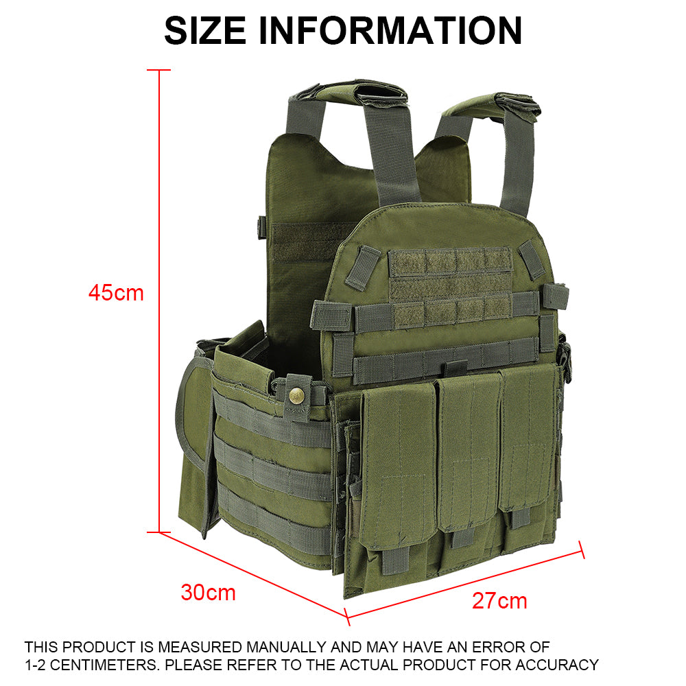 SINAIRSOFT Tactical Vest Plate Carrier Molle Airsoft Combat Assault Gear w/ Pouch