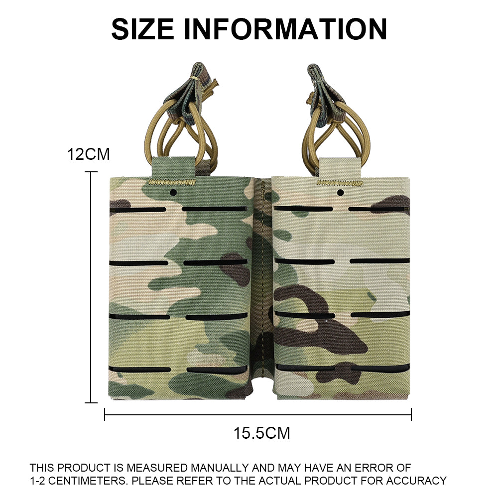 SINAIRSOFT Tactical Rifle Double 5.56 Magazine Pouch MOLLE Mag Cartridge Laser Cut Holder