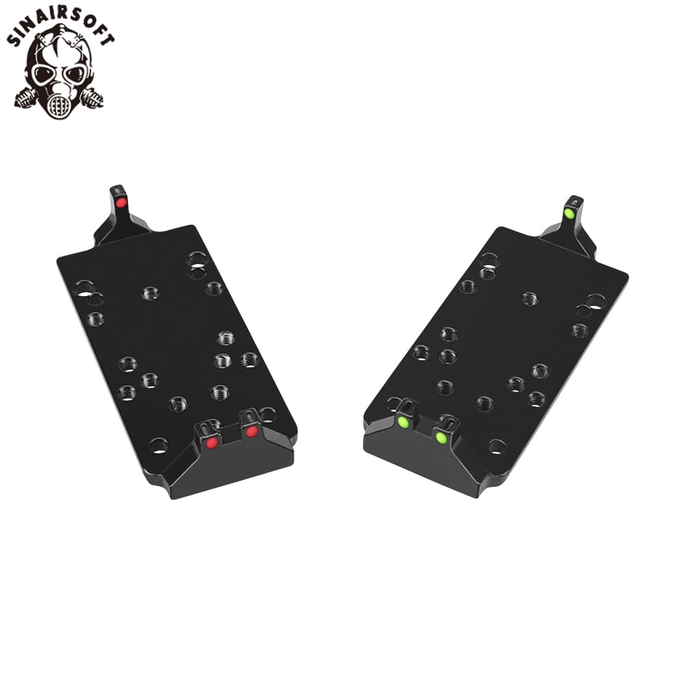 Tactical RMR Red Dot Sight Plate Base Mount W/ Red Green Fiber Optic for Glock