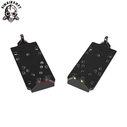 Tactical RMR Red Dot Sight Plate Base Mount W/ Red Green Fiber Optic for Glock