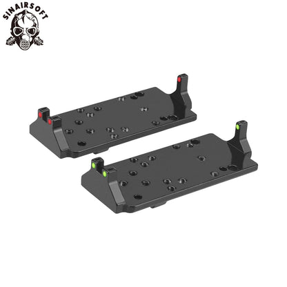 Tactical RMR Red Dot Sight Plate Base Mount W/ Red Green Fiber Optic for Glock