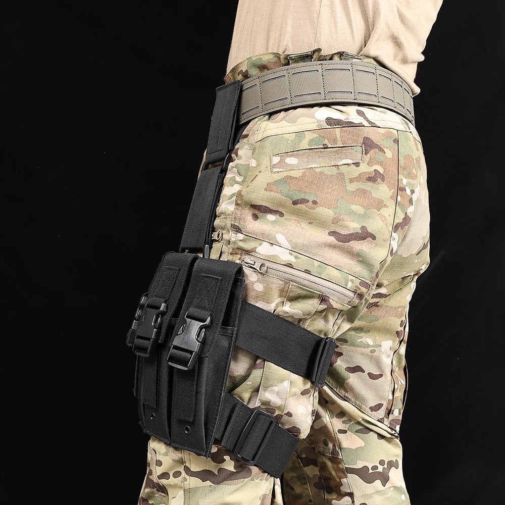 SINAIRSOFT Tactical Drop Leg Magazine Pouch Triple Mag Holder Clip Thigh Bag