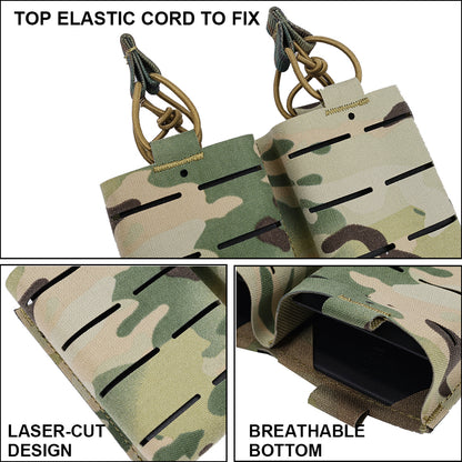 SINAIRSOFT Tactical Rifle Double 5.56 Magazine Pouch MOLLE Mag Cartridge Laser Cut Holder