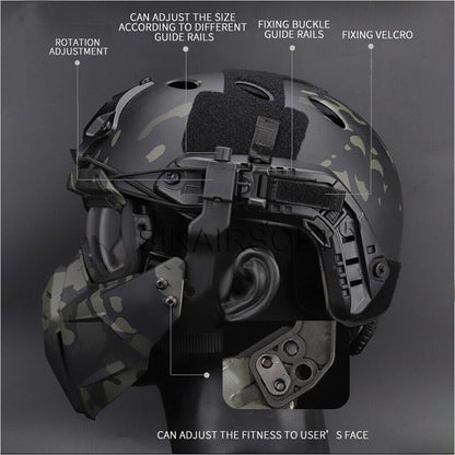 SINAIRSOFT Tactical Half Fask Mask & Goggle Set Protective Mask