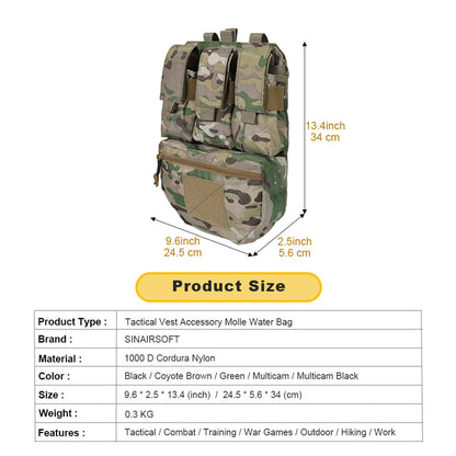 SINAIRSOFT Tactical Assault Back Panel Bag MOLLE Ammo Plate Carrier Pouch For Hunting Vest