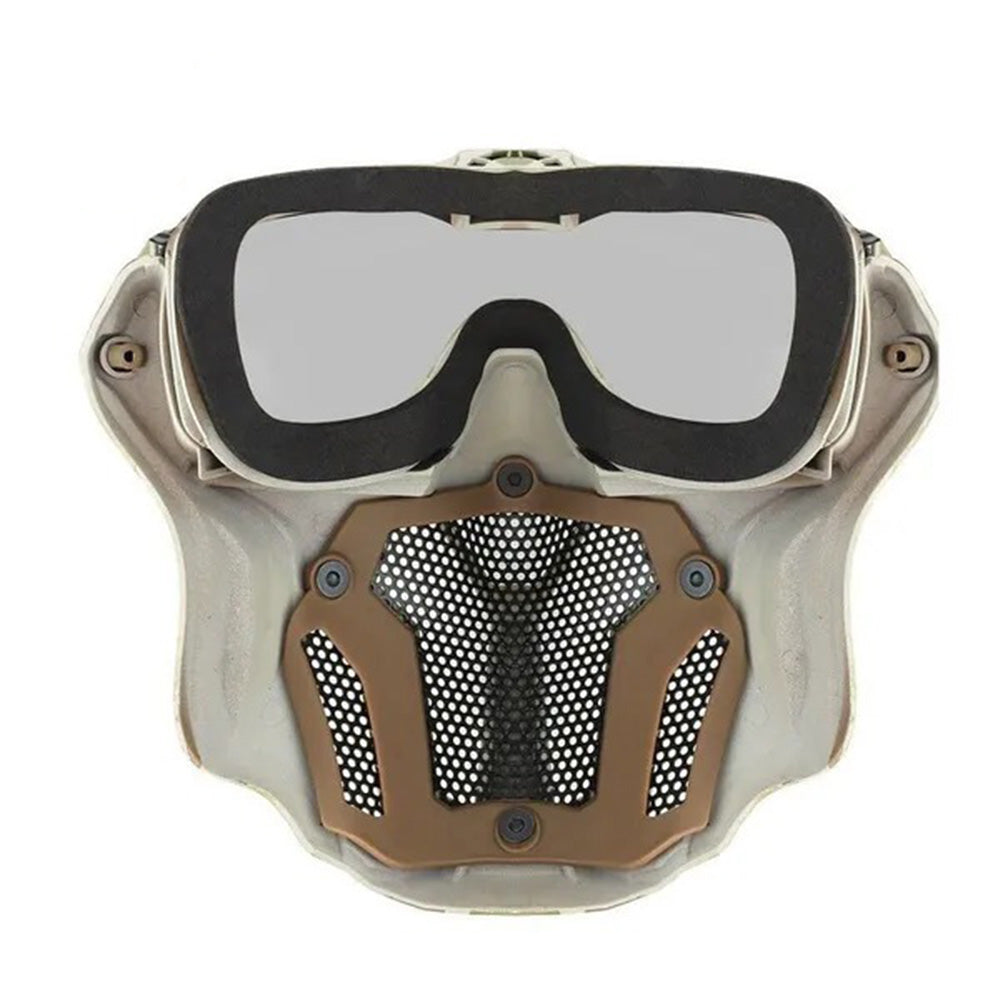 SINAIRSOFT Tactical Hunting Antifog Full Face Mask Fan Goggles Lens + Half Face Mask Set