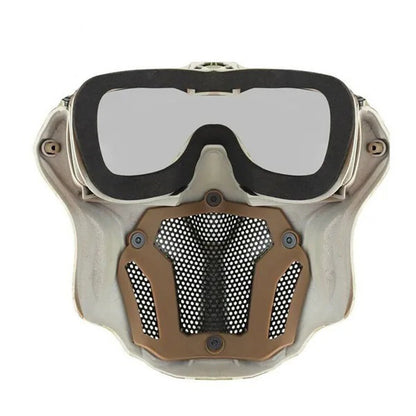 SINAIRSOFT Tactical Hunting Antifog Full Face Mask Fan Goggles Lens + Half Face Mask Set