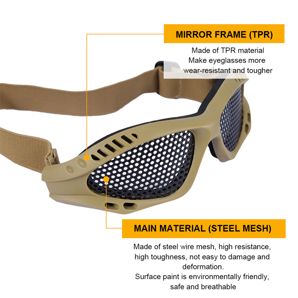 SINAIRSOFT Tactical Goggles Airsoft Bb Metal Mesh Eyewear Eye Protection