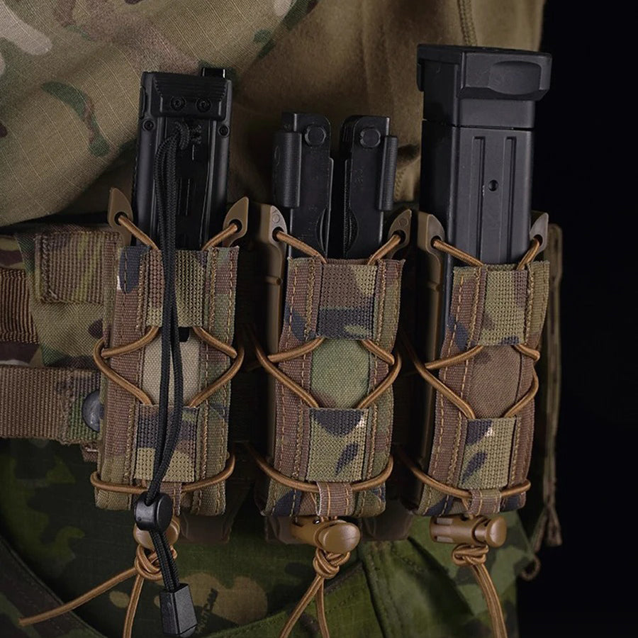 SINAIRSOFT Tactical Triple 9mm Magazine Pouch MOLLE Open Top MAG Carrier Holder Bag