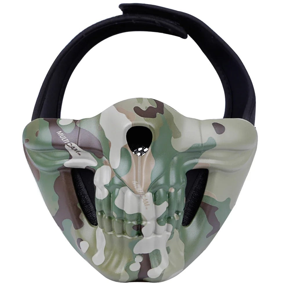 SINAIRSOFT Tactical Skull Half Face Mask Cosplay Samurai Kabuki Airsoft Protect Cover