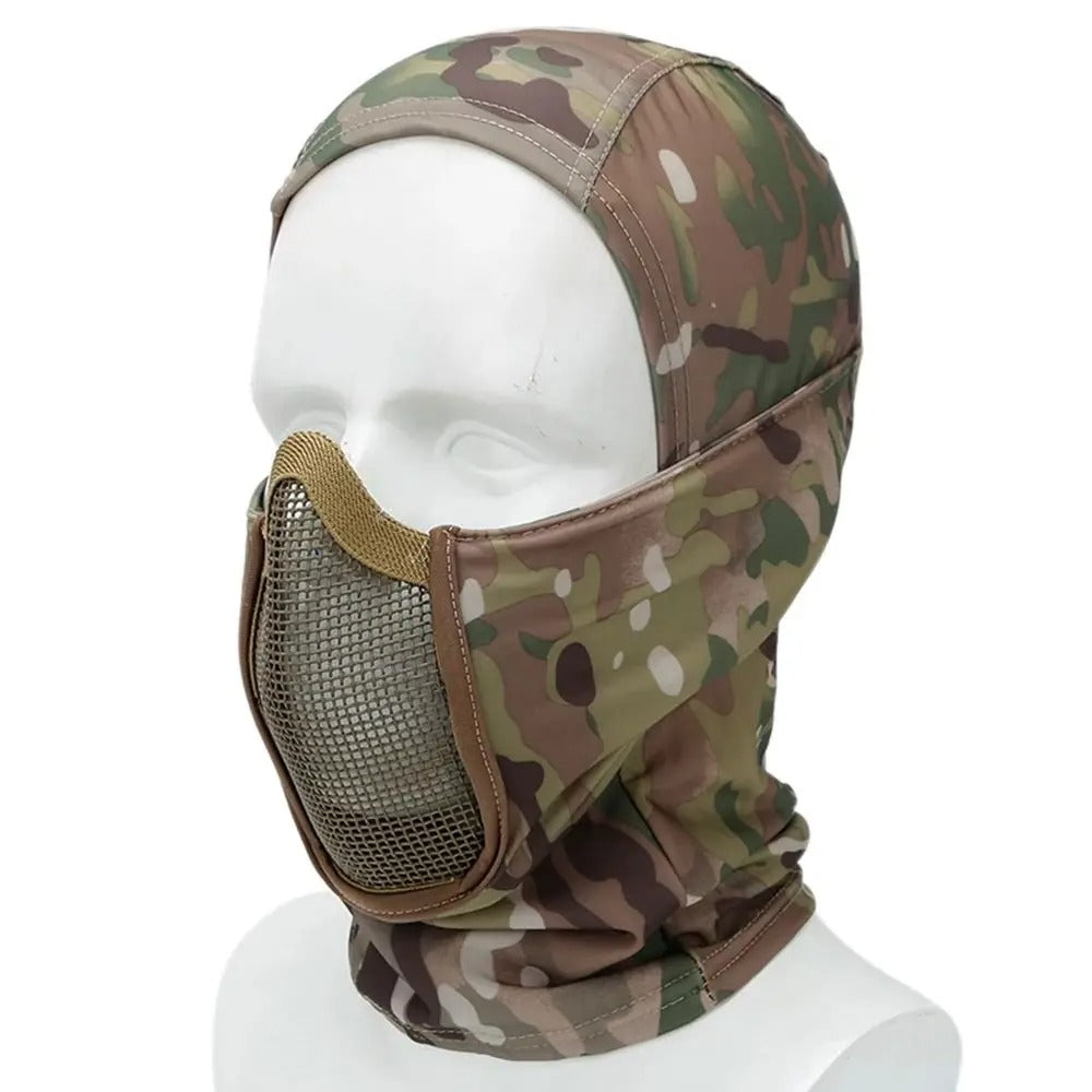 SINAIRSOFT Tactical Balaclava Steel Mesh Face Mask Camo Full Hat Neck Scarf