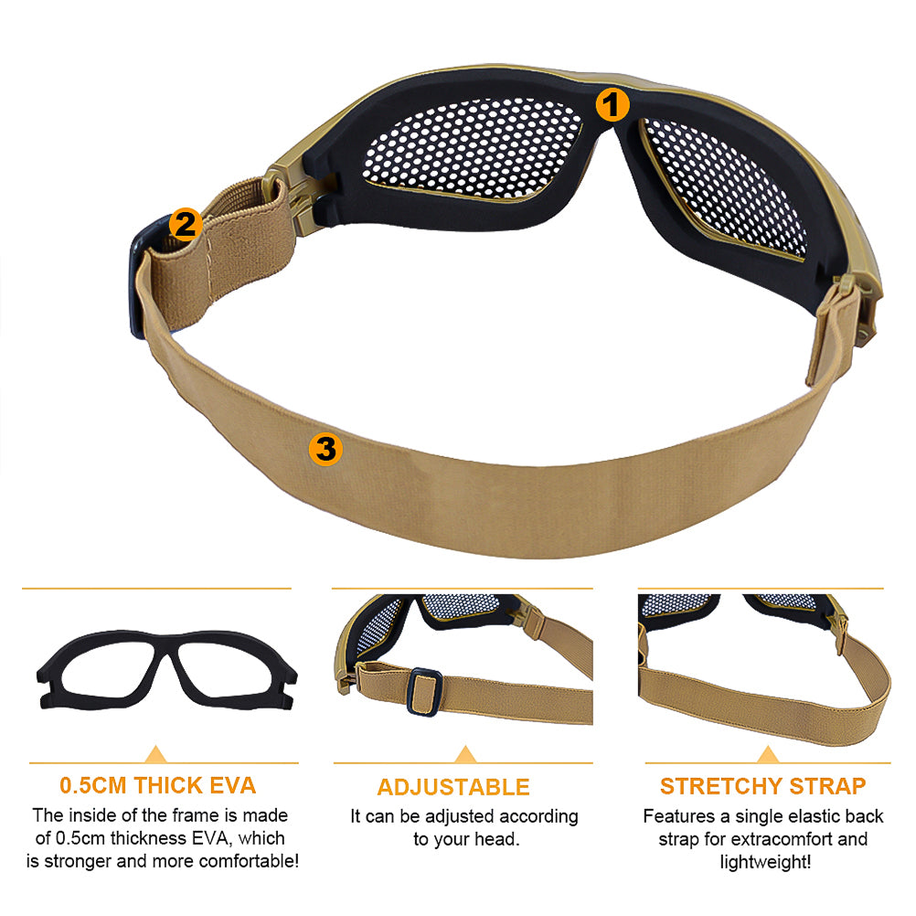 SINAIRSOFT Tactical Goggles Airsoft Bb Metal Mesh Eyewear Eye Protection