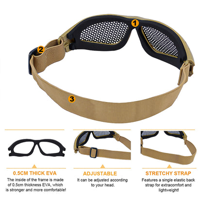 SINAIRSOFT Tactical Goggles Airsoft Bb Metal Mesh Eyewear Eye Protection