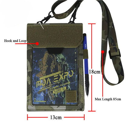 SINAIRSOFT Tactical ID Card Holder Hook & Loop Patch Badge Credit Bag Neck Lanyard Key Ring